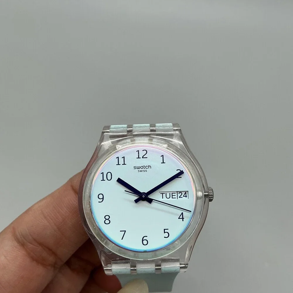 Swatch Ultraciel GE713 Womens Watch 34mm Blue Dial White Day Date